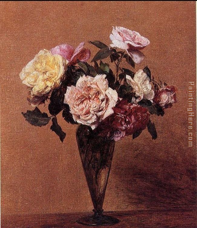 Roses in a Vase II painting - Henri Fantin-Latour Roses in a Vase II art painting
